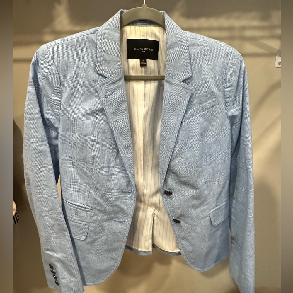 Light blue plaid blazer